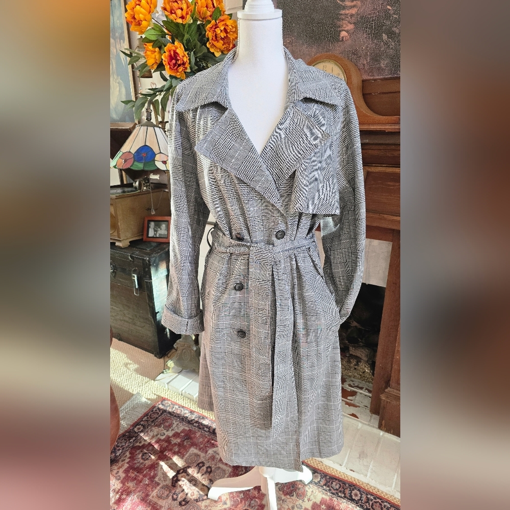 Steve Madden Dakota Plaid Trench Coat Size L